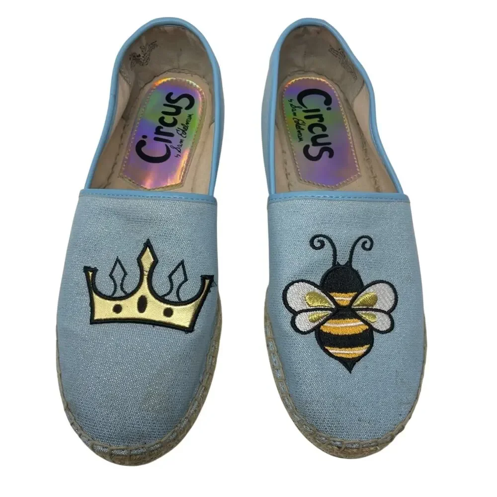 Sam Edelman Circus | Queen Bee Espadrilles Flats Blue Embroidered 7.5